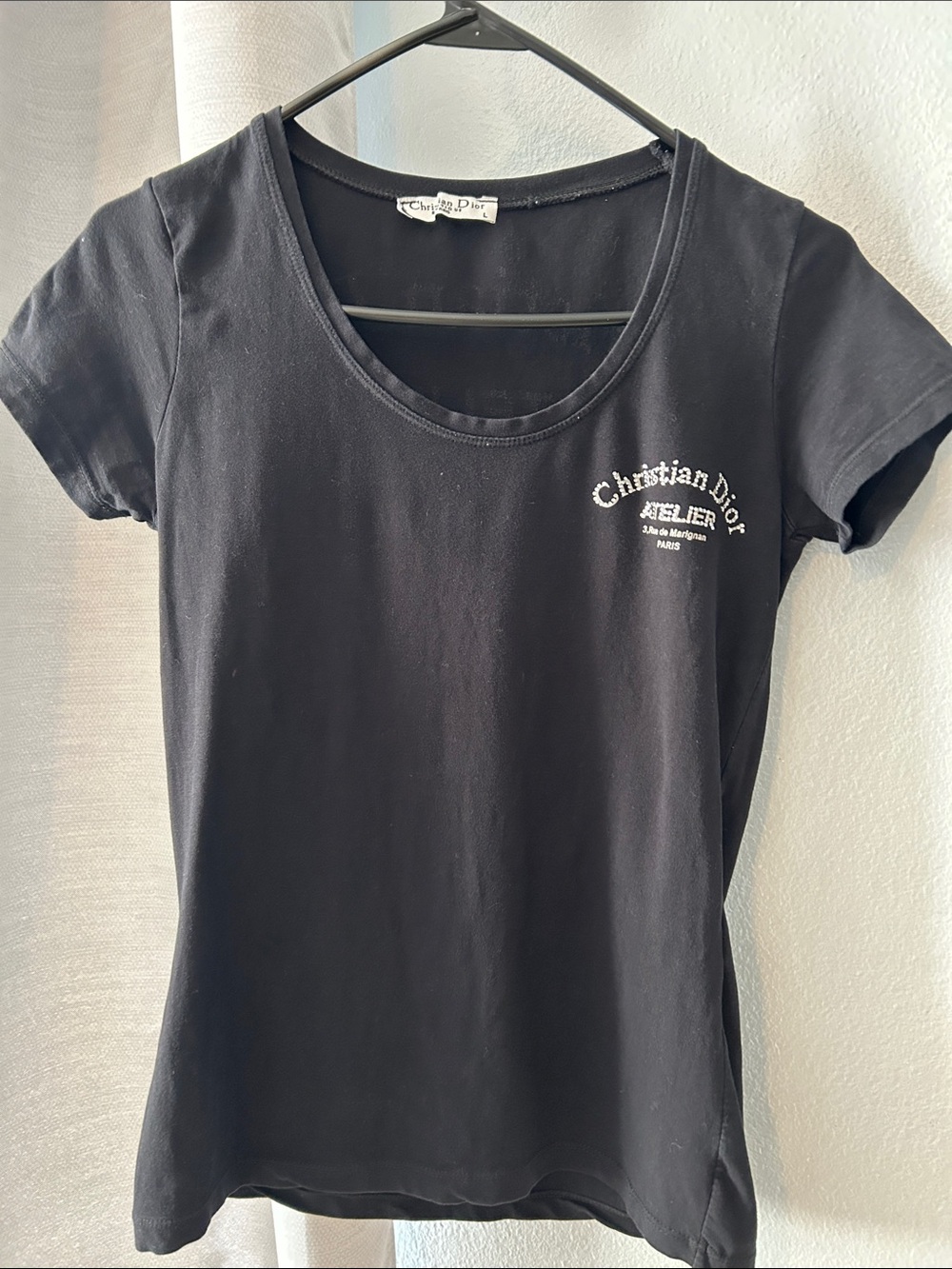 Dior Black Short-Sleeve Christian Dior Atelier Tee all rhinestones